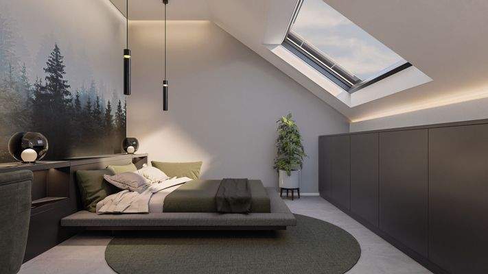 Schlafzimmer-Architektenvilla