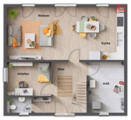 Grundriss EG offene Küche