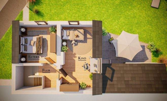 Obergeschoss visualisiert