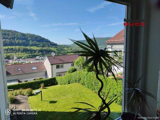 Erdgeschoss Blick vom Wohnzimmer ins Tal 