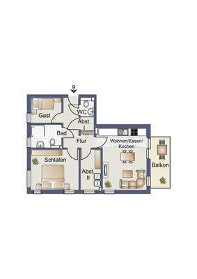 Grundriss WE 9 2. Obergeschoss