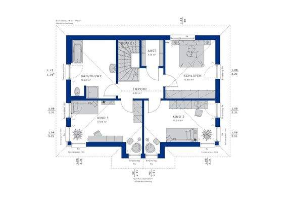 Im Dachgeschoß ist alles groß und weit geplant