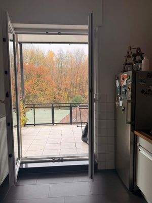 Blick von Küche auf Balkon