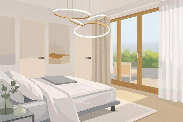 Modernes Schlafzimmer mit Balkonblick