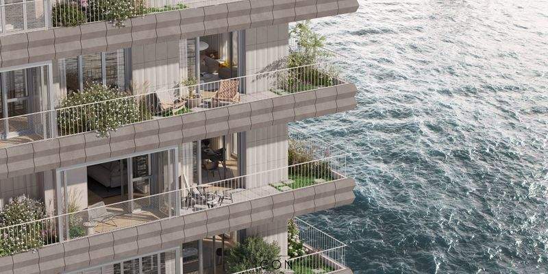 29 Turm Ost  Fassadencloseup Garten und Wasser 004