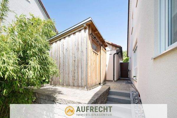 Ansicht des Gartenschuppens 