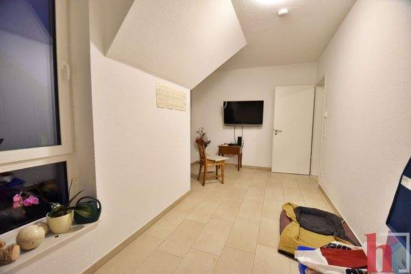 Heller Flur mit Dekoration