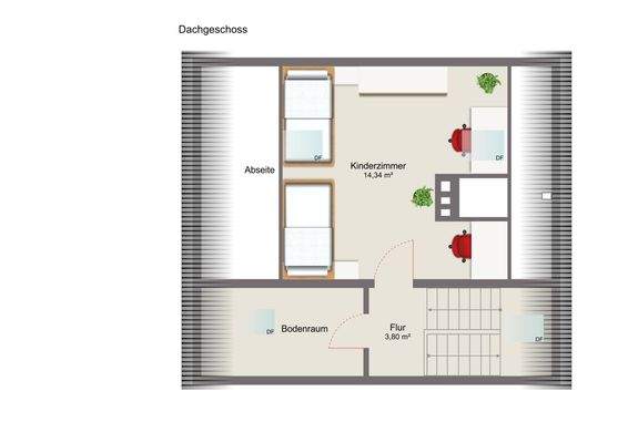 Dachgeschoss mit Musterausstattung