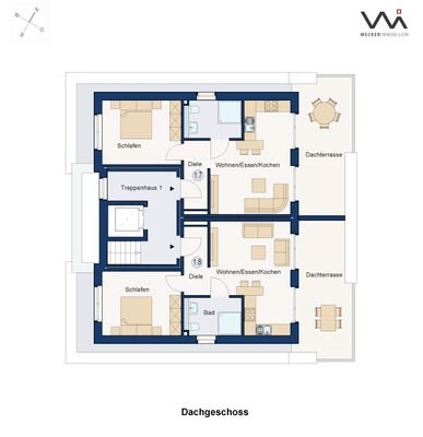 Geschossplan Wohnung 1.7 I 1.8