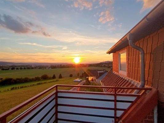 Sonnenuntergang Ausblick vom Balkon