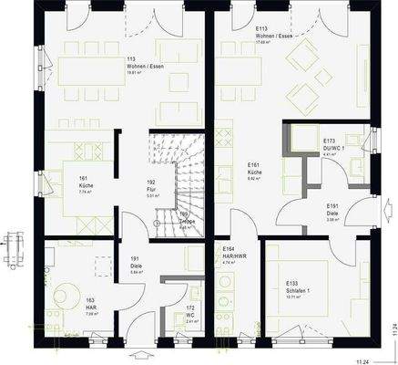 Erdgeschoss mit Einliegerwohnu