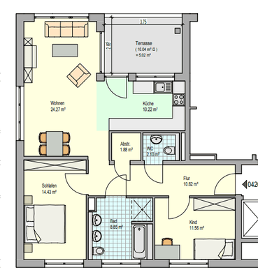Grundriss Wohnung EG links