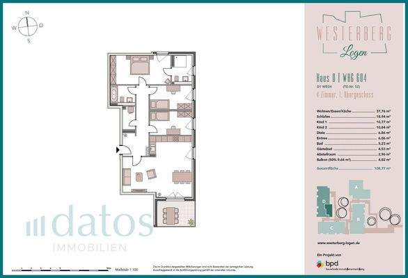 Grundriss, Wohnung 604