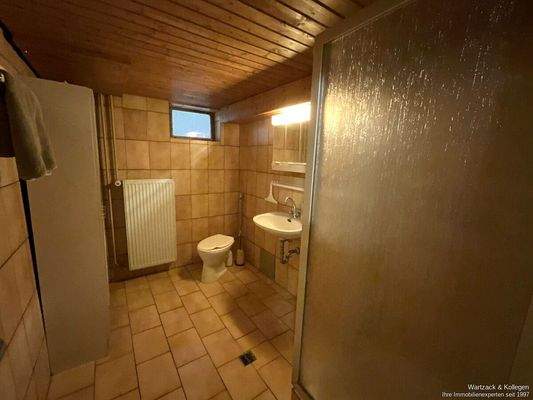 Dusche und Toilette im Keller