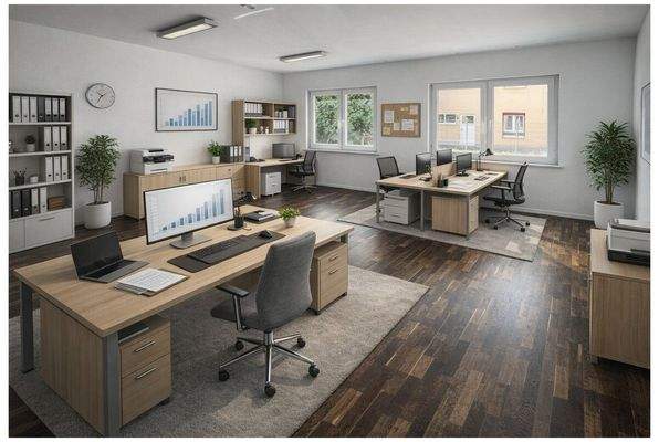 Visualisiertes Einrichtungsbeispiel als Büro (KI-optimiert)