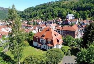 Luftbild der Villa mit Grundstück