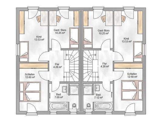 Grundriss Obergeschoß - beide Seiten