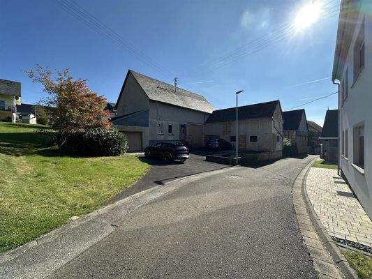 Blick auf Scheune/Garage