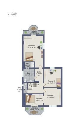 Grundriss Obergeschoss (Schematische Darstellung)