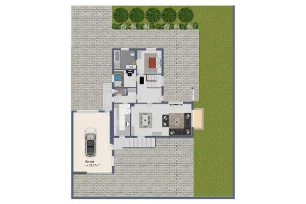 Grundriss mit Grundstück