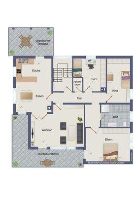 Hochparterre/Erdgeschoss (kein Maßstab) 