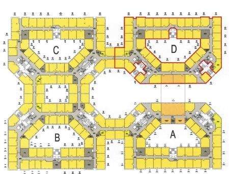 Grundriss Bauteile A,B,C,D 1 Obergeschoss