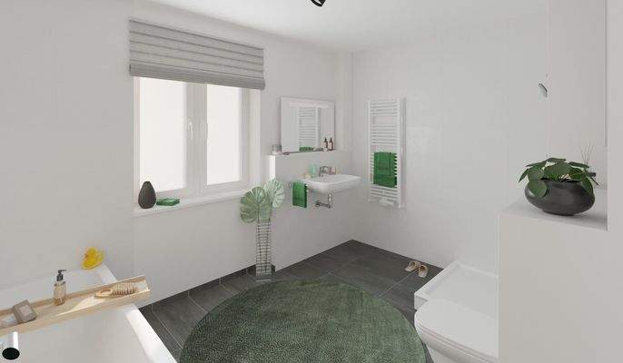 Visualisierung des Badezimmers des Doppelhauses