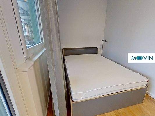 Ansicht V: Wohn- und Schlafzimmer mit offenem Küchenbereich