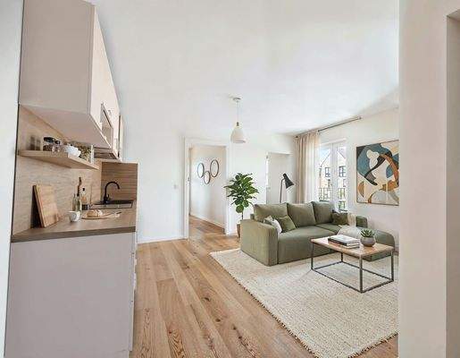 Einrichtungsbeispiel Wohnen-Essen-Kochen