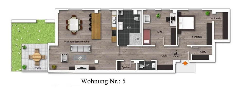 Grundrissplan Wohnung 5 im EG