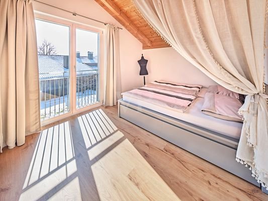 Schlafzimmer mit Bergblick