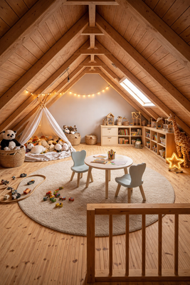 Visualisierung Spitzboden als Spielbereich