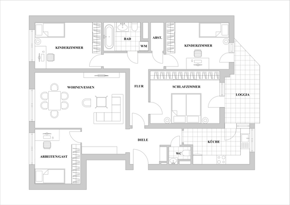 Grundriss 3. OG links - 5 Zimmer