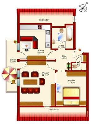 Grundriss der Wohnung