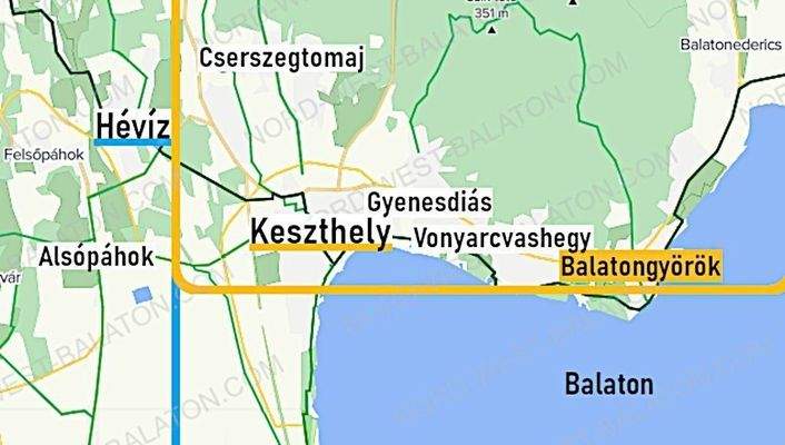 Karte Regionen Nord-West-Balaton Ausschitt