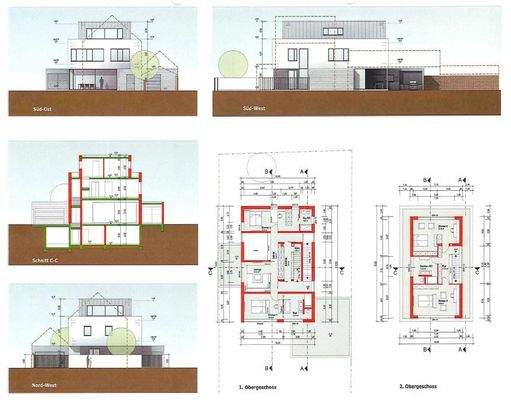 Grundriss und Ansichten Neubau