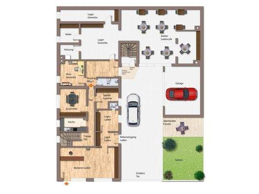 Mögliche Nutzung für ein Tagescafe.