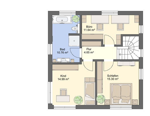 Stadtvilla Klassik 120 Obergeschoss