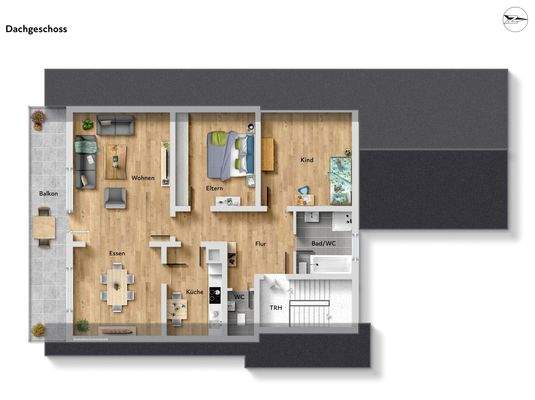 Grundriss DG möbliert