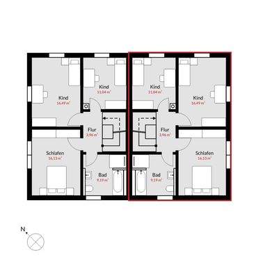 Grundriss OG l markiert