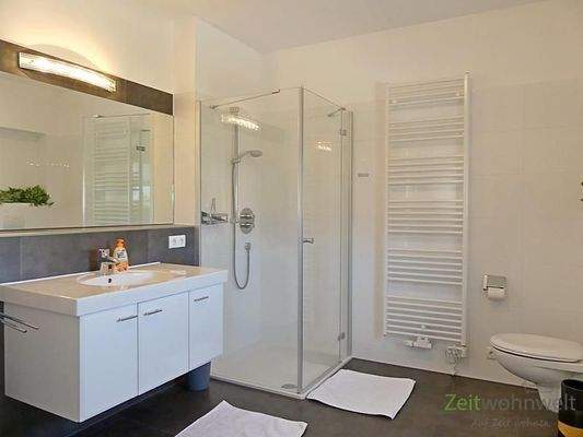 Waschtisch und bodentiefe Dusche