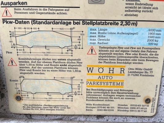 Maße für Duplexparker