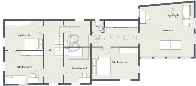 Grundriss OG - Dieser Grundriss ist nicht maßstabsgerecht und ist zur Maßentnahme nicht geeignet. Er dient nur der Vorinformation