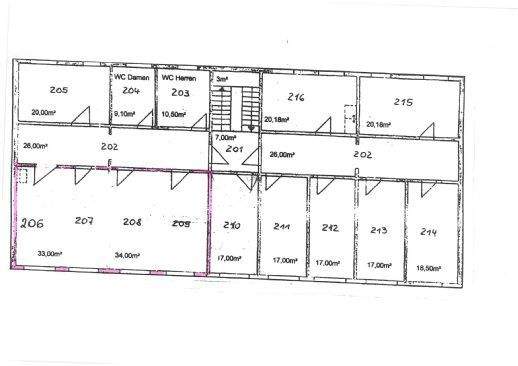 Grundriss Raum 206 - 209