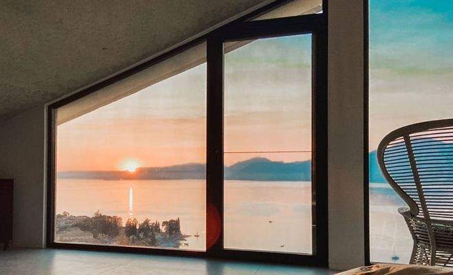 Sonnenuntergang Blick vom Wohnzimmer - tramonto vista dal soggiorno