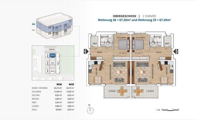 Grundriss Wohnung 26+25