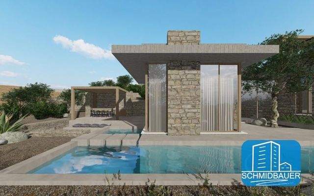 Kreta, Agios Georgios: Fantastisches Grundstück mit Baugenehmigung für ein Haus mit Gästehaus und Swimmingpool