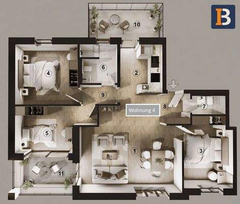 Grundriss ETW Nr. 4 Digital