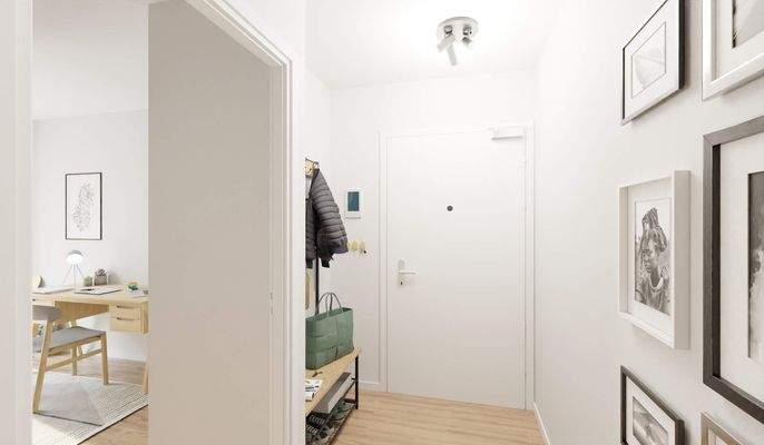 Der Flur bietet Platz für Garderobe und Schuhe