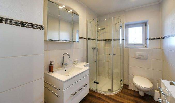 neueres Badezimmer mit großer Dusche